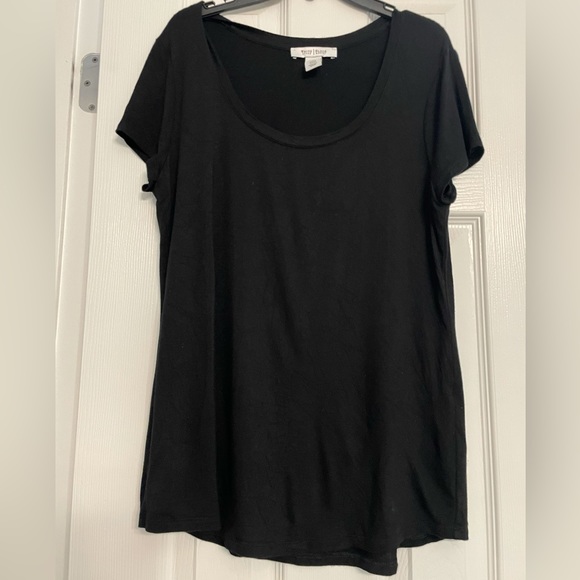 Women’s White House Black Market Shortsleeved scoop neck blouse-Black-Sz Sm - Picture 1 of 5